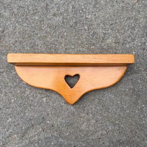 Vintage Handmade Heart Wooden Mini Shelf Trinket Boho Cottagecore Rustic 9.75x4